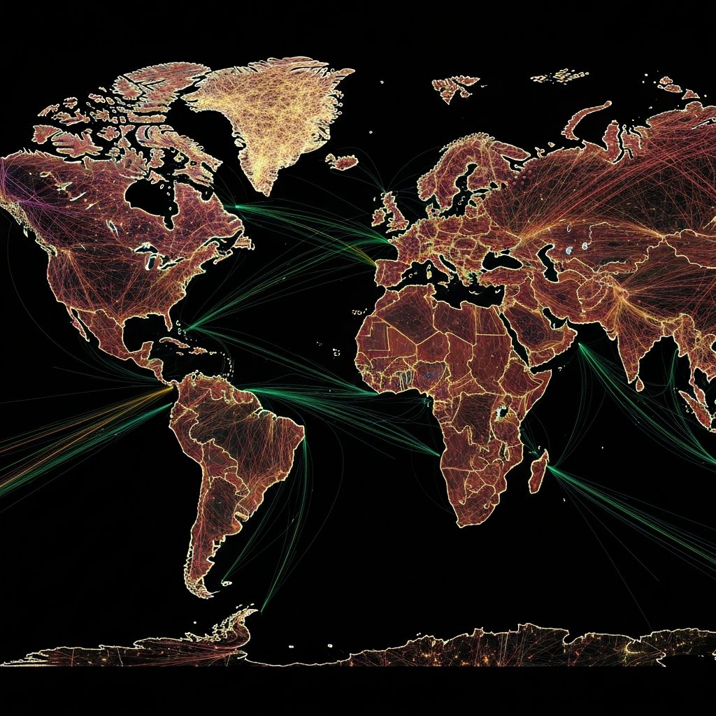 Global shipping network map